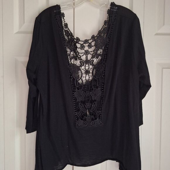 🌟🌟3/$15 Black Layering Light Jacket with Lace Back Size XXL - Picture 3 of 4